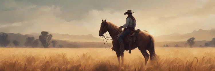 A Cowboy In A Wheat Field