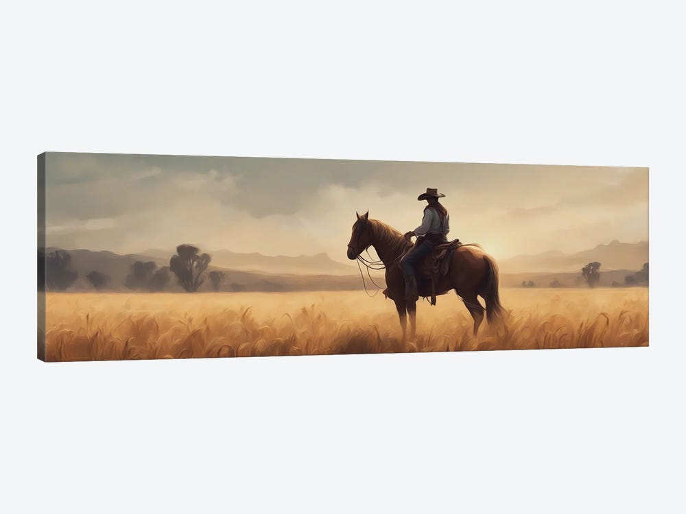 A Cowboy In A Wheat Field by Ievgeniia Bidiuk 1-piece Canvas Artwork