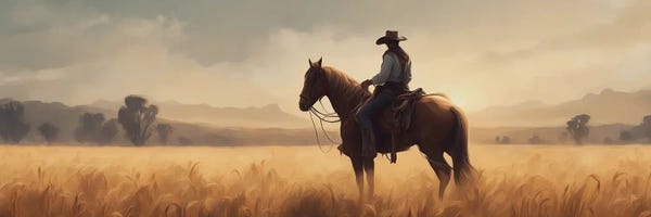 By Land: A Cowboy In A Wheat Field by Ievgeniia Bidiuk