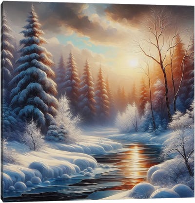 Winter Dawn Canvas Art Print - Ievgeniia Bidiuk
