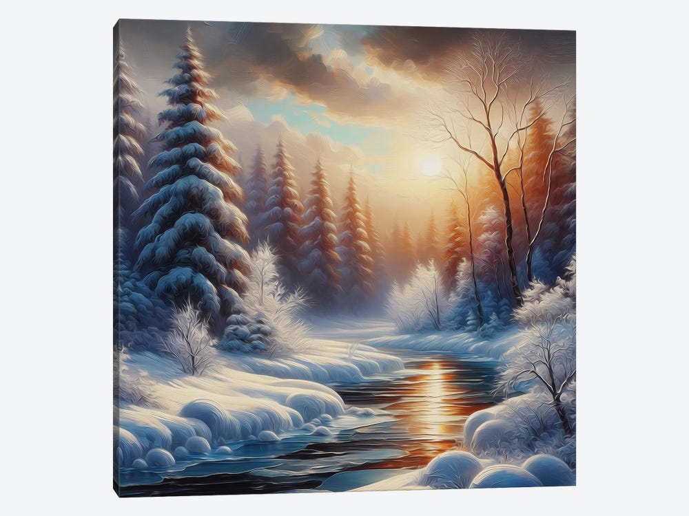 Winter Dawn by Ievgeniia Bidiuk 1-piece Canvas Art