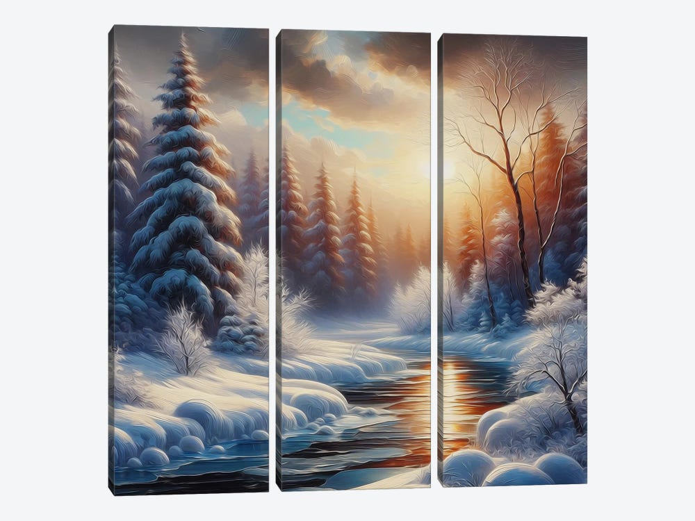 Winter Dawn by Ievgeniia Bidiuk 3-piece Canvas Artwork