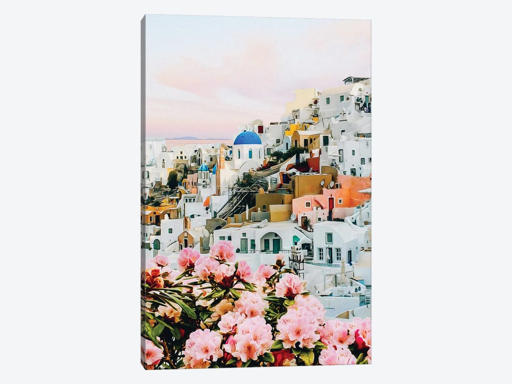 Blooming Azalea On The City Greece by Ievgeniia Bidiuk 1-piece Canvas Art Print