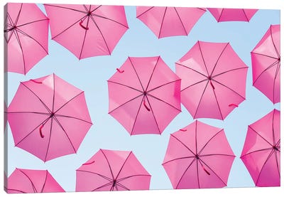 Pink Umbrellas Canvas Art Print - Barbiecore