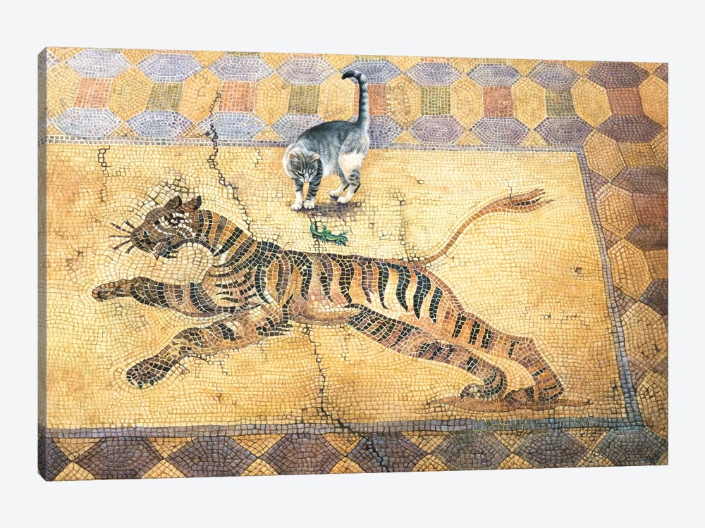 Cat With Lizard And Tiger by Ivory Cats 1-piece Canvas Art