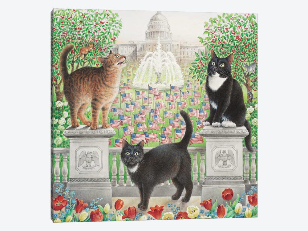 Flag Day With Emu Gabby And Puff by Ivory Cats 1-piece Canvas Artwork