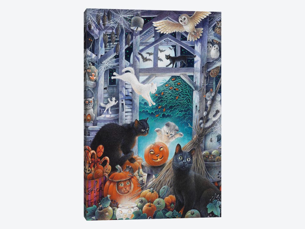 Halloween With Lesley's Cats by Ivory Cats 1-piece Art Print