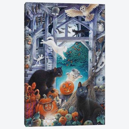 Halloween With Lesley's Cats Canvas Print #IVR19} by Ivory Cats Canvas Wall Art