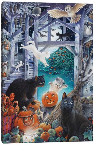 Halloween With Lesley's Cats Canvas Art Print - Ivory Cats