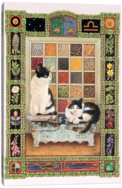Libra - Clea And Lily Canvas Art Print - Calico Cat Art