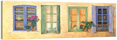 Mediterranean Windows Canvas Art Print - Ivory Cats