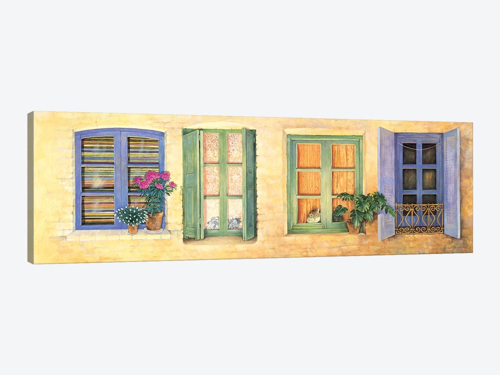 Mediterranean Windows by Ivory Cats 1-piece Art Print