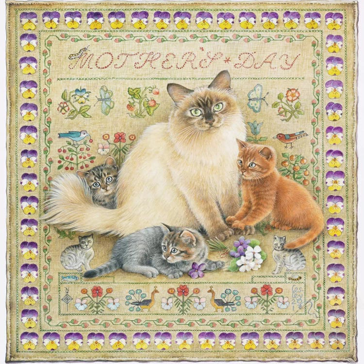 Mother's Day With Odette And Her Kittens by Ivory Cats wall art
