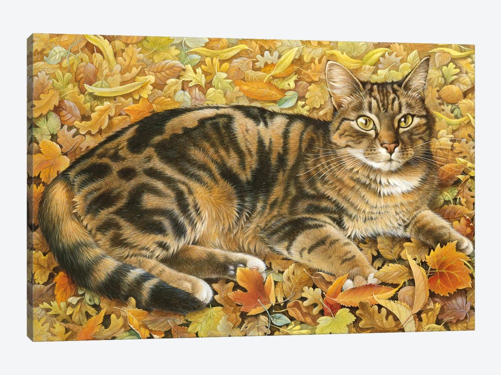 Octopussy In Autumn Leaves by Ivory Cats 1-piece Art Print