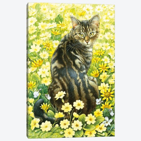 Octopussy In Spring Flowers Canvas Print #IVR38} by Ivory Cats Canvas Wall Art