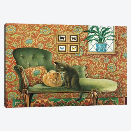 Spiro & Blossom On Chaise Longue Canvas Print #IVR45} by Ivory Cats Canvas Art