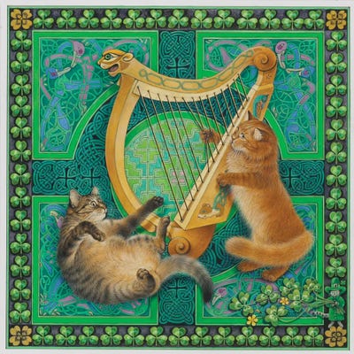 St Patrick's Day With Dandelion & Christie by Ivory Cats art print