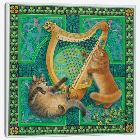 St Patrick's Day With Dandelion & Christie Canvas Print #IVR46} by Ivory Cats Canvas Art