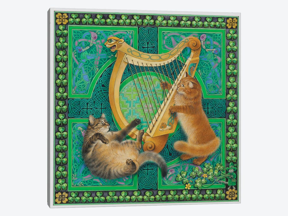 St Patrick's Day With Dandelion & Christie by Ivory Cats 1-piece Canvas Print