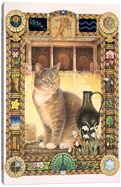Aquarius - Sappho Canvas Art Print - Tabby Cat Art