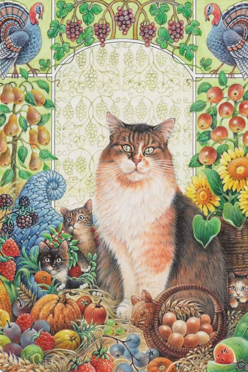 Thanksgiving With Agneatha And Her Kittens by Ivory Cats wall art