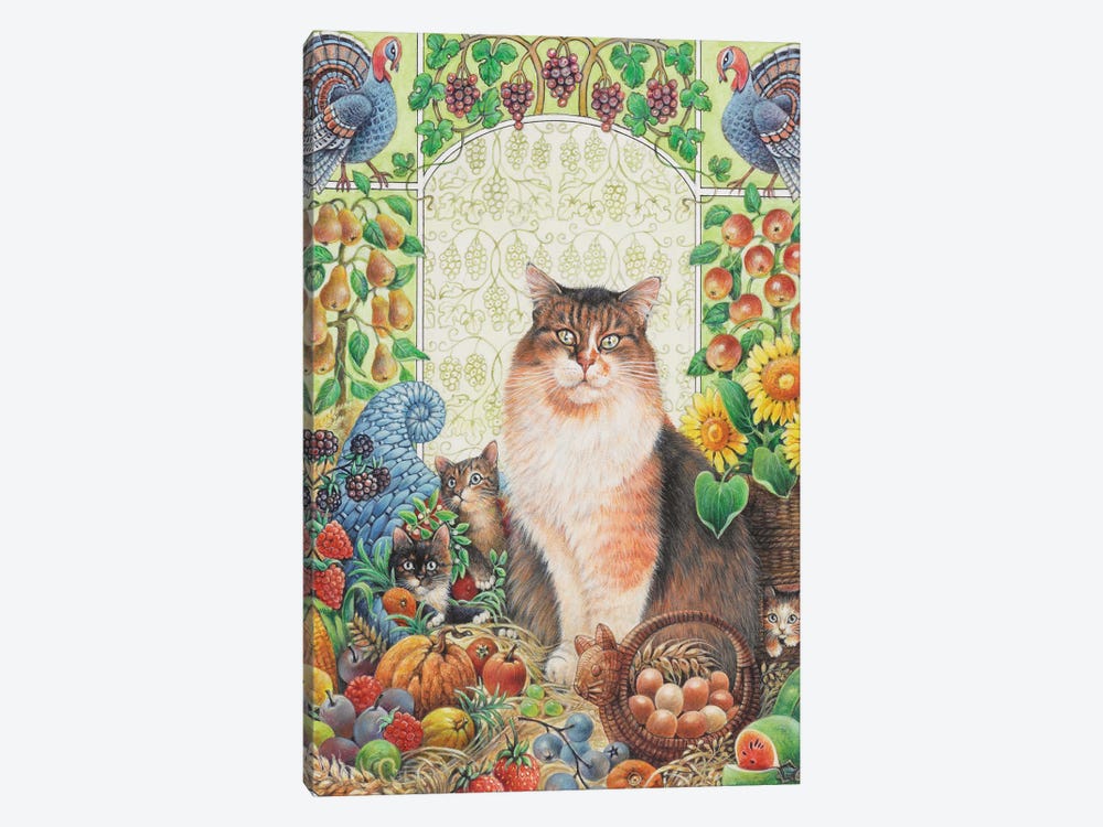 Thanksgiving With Agneatha And Her Kittens by Ivory Cats 1-piece Canvas Art