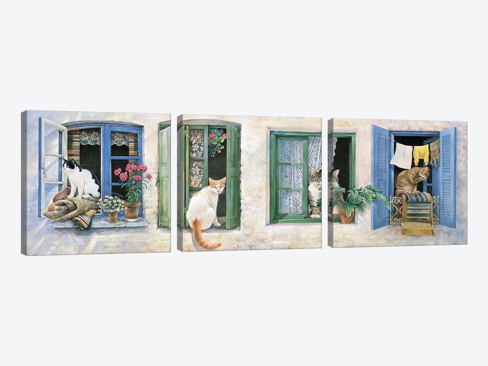 Two Greek Cats by Ivory Cats 3-piece Canvas Print