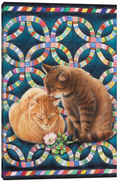 Valentine's Day With Spiro And Blossom Canvas Art Print - Orange Cat Art