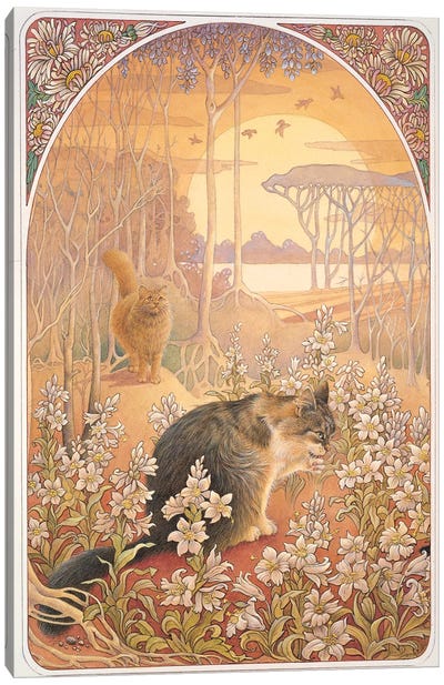 Dawn With Dandelion And Agneatha Canvas Art Print - Ivory Cats