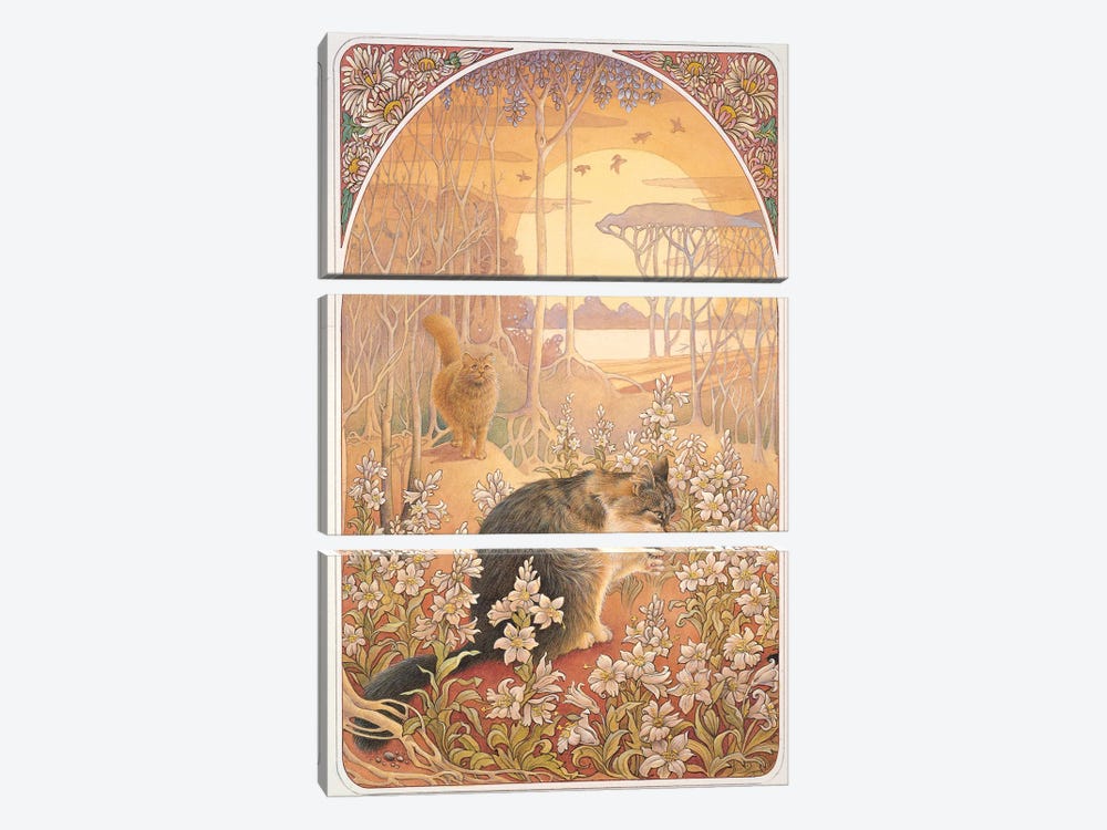 Dawn With Dandelion And Agneatha by Ivory Cats 3-piece Canvas Art
