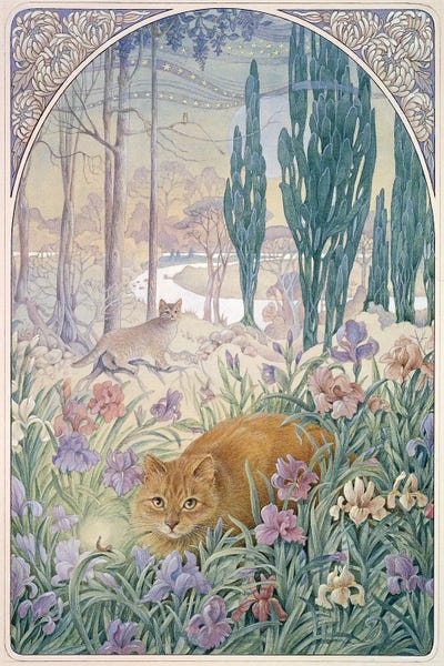 Art Nouveau Redux: Night With Dandelion And Amulet by Ivory Cats