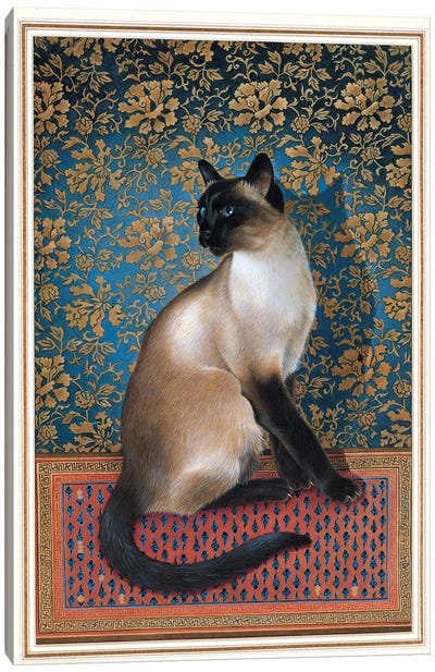 Phuan On A Chinese Carpet Canvas Art Print - Ivory Cats