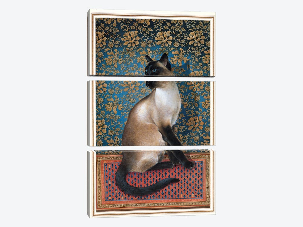 Phuan On A Chinese Carpet by Ivory Cats 3-piece Canvas Print