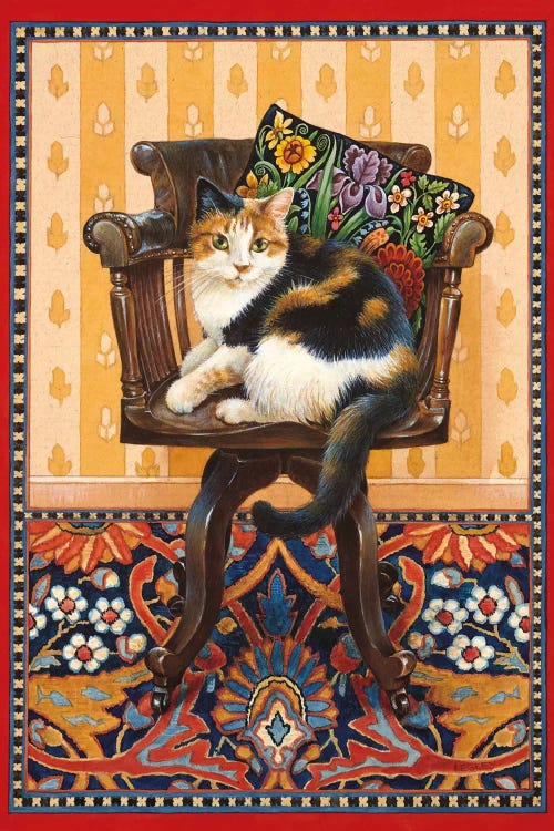 Becky On My Father's Desk Chair by Ivory Cats wall art
