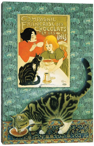 Twiglet And The Art Nouveau Poster Canvas Art Print - Ivory Cats