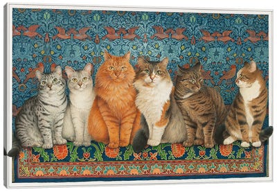 Cat Line-Up Canvas Art Print - Ivory Cats