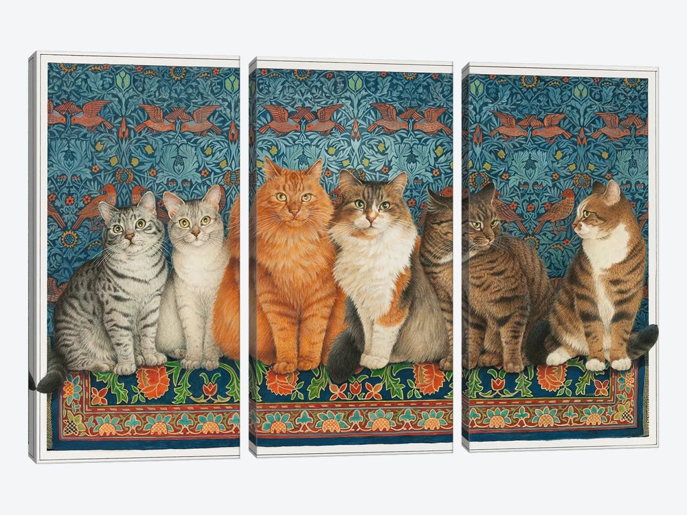 Cat Line-Up by Ivory Cats 3-piece Canvas Print