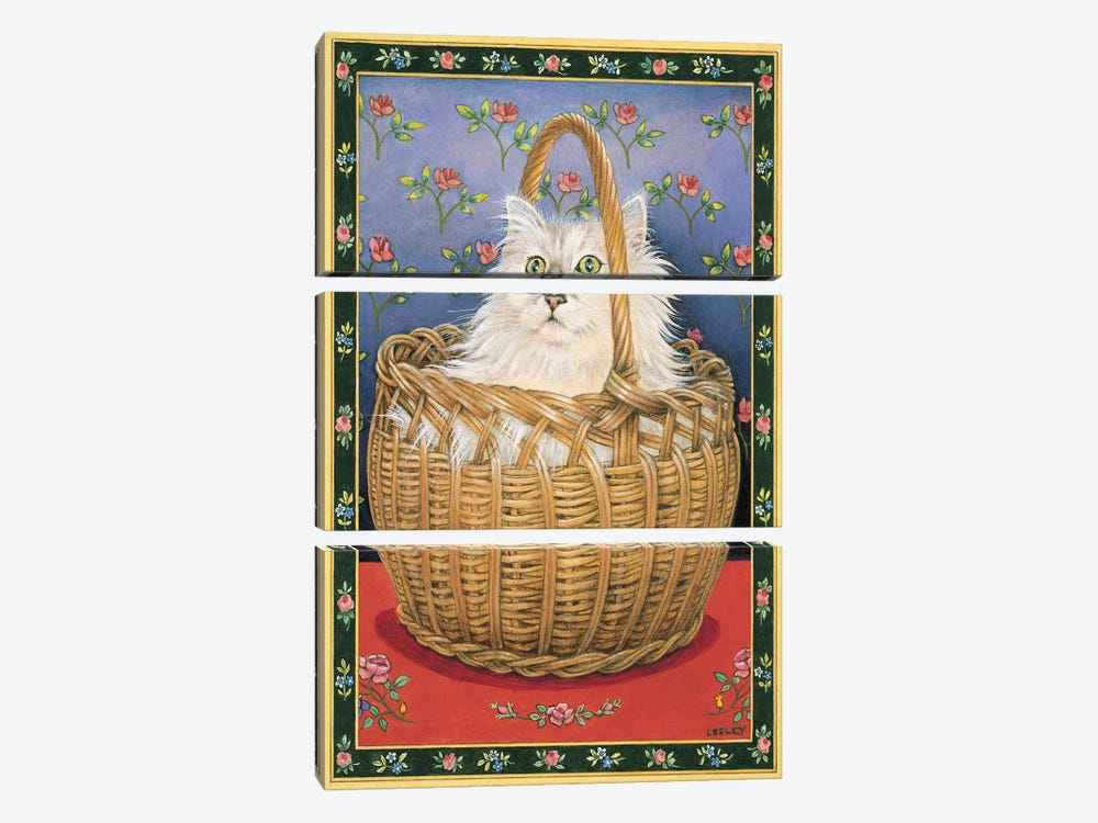 Bengy In A Basket by Ivory Cats 3-piece Canvas Wall Art