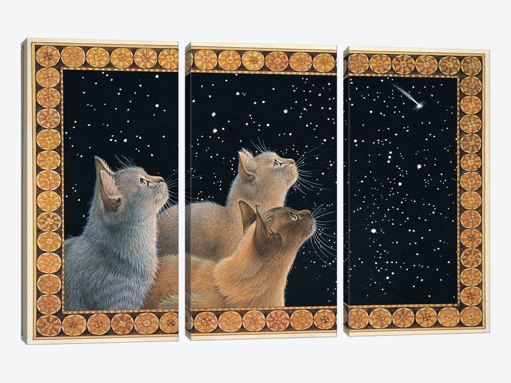 The Christmas Sky by Ivory Cats 3-piece Canvas Wall Art