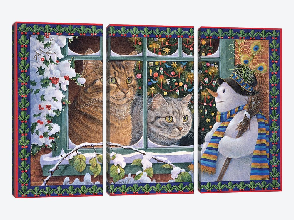 Megatab, Mintaka And The Snowman by Ivory Cats 3-piece Canvas Art