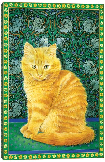 Dandelion On William Morris Canvas Art Print - Ivory Cats