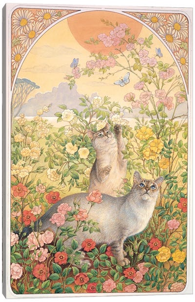 Amulet And Ra-Ra In Rose Canvas Art Print - Ivory Cats