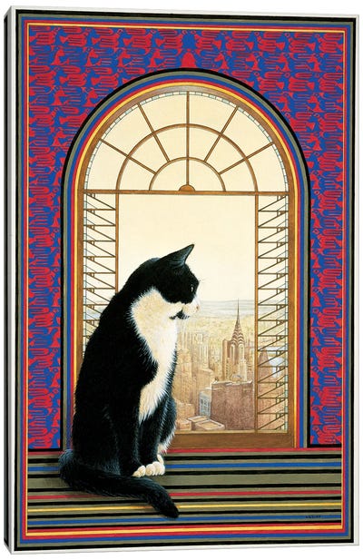Chesteron In New York Canvas Art Print - Ivory Cats