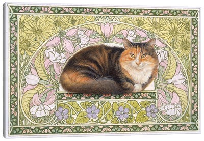 Jemima In Art Nouveau Canvas Art Print - Ivory Cats