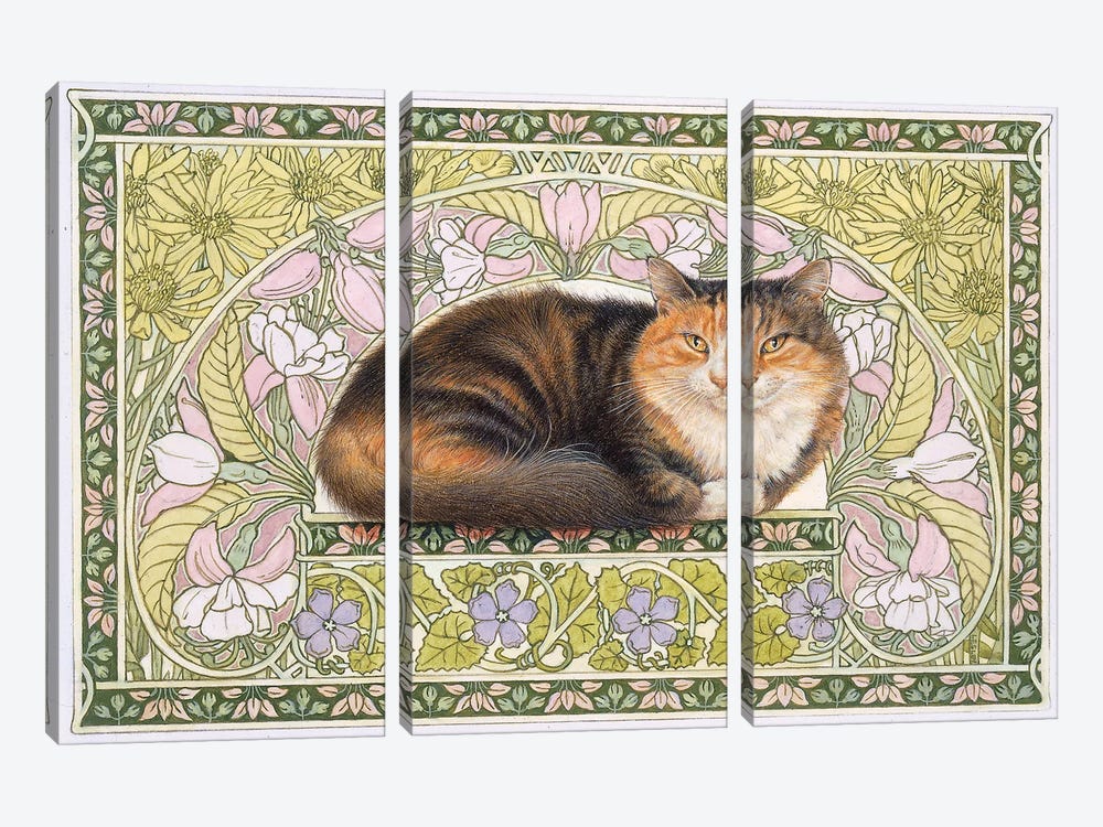Jemima In Art Nouveau by Ivory Cats 3-piece Canvas Art Print
