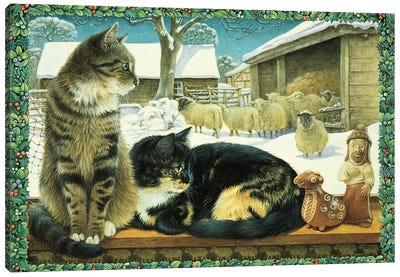While Shepherds Watched Canvas Art Print - Ivory Cats