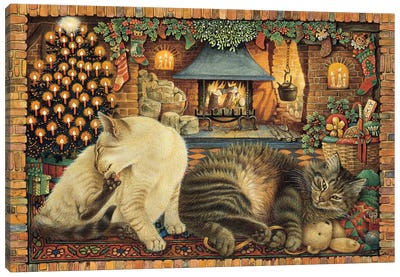 God Rest Ye Merry Gentlemen Canvas Art Print - Ivory Cats