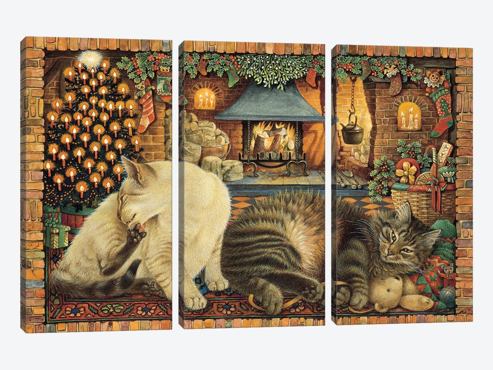 God Rest Ye Merry Gentlemen by Ivory Cats 3-piece Canvas Art Print
