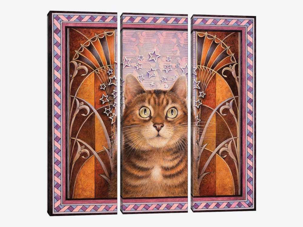 Luna In Art Deco by Ivory Cats 3-piece Canvas Art