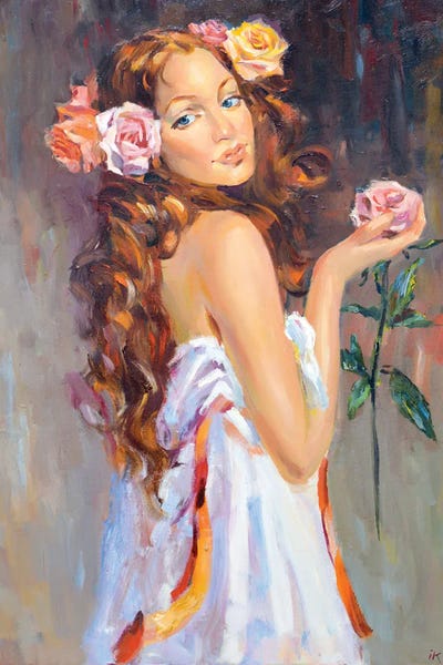 Iryna Kastsova: Girl With A Rose by Iryna Kastsova